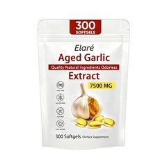 Elare Aged Garlic Extract, 300 Softgels, 7500mg Odorless | Heart & Immune US