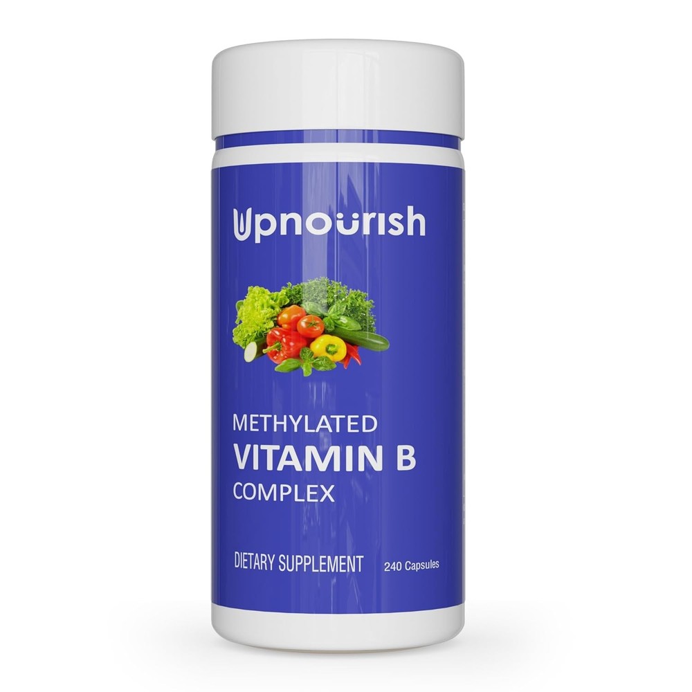 UpNourish Methylated B Complex Vitamins for Men and Women 240 Veggie Capsules