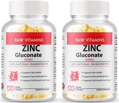 Zinc Gluconate Skin Metabolism (50mg) Gluten Free and Non-GMO 240 Softgel USA