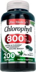 FITO MEDIC’S Chlorophyll 800mg 200 Softgels Detox Cleanse Supplement