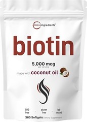 Extra Strength Biotin 5,000mcg Coconut Oil Softgels – One Supply of Beauty