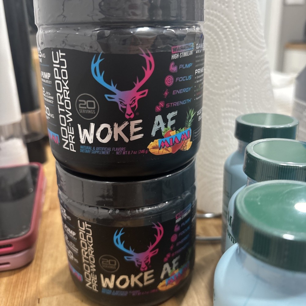 2 jars! Bucked Up Woke AF Miami Pre-Workout Powder Exp 09/2028 2 jars!