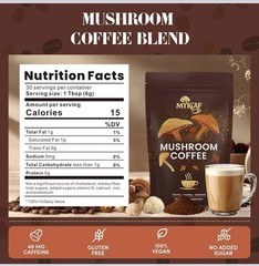 MYKAF Unisex Mushroom Coffee Flavor Dietary Supplement Powder Formulation