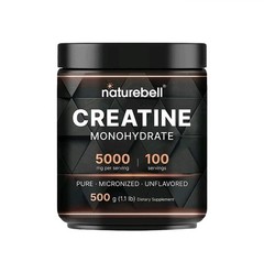 NatureBell Creatine Monohydrate Powder Unflavored 500 Grams 5000mg 100 Servi…