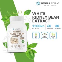 2 PACK Pure White Kidney Bean Extract – All-Natural Carb Blocker 1200mg/30 Serv