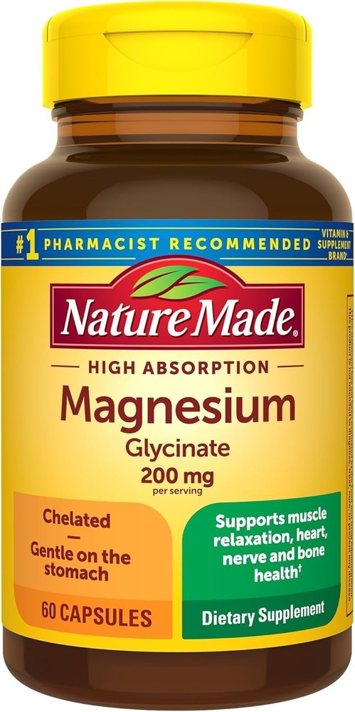 Nature Made High Absorption Magnesium Glycinate 200mg Supplement Capsules – 60ct