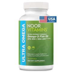 Noor Vitamins Halal Fish Oil, Halal Vitamins, Ultra Omega 3 Wild Peruvian Fis…