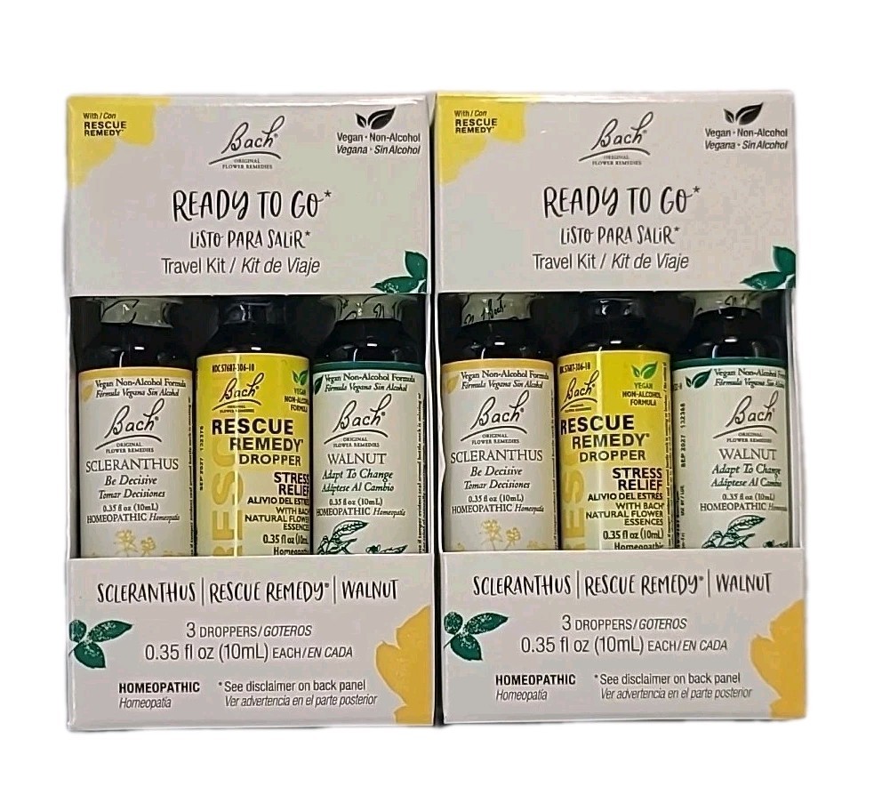2× Bach Original Flower Remedies – READY TO GO Trio Kit – For Travel STRESS 10mL