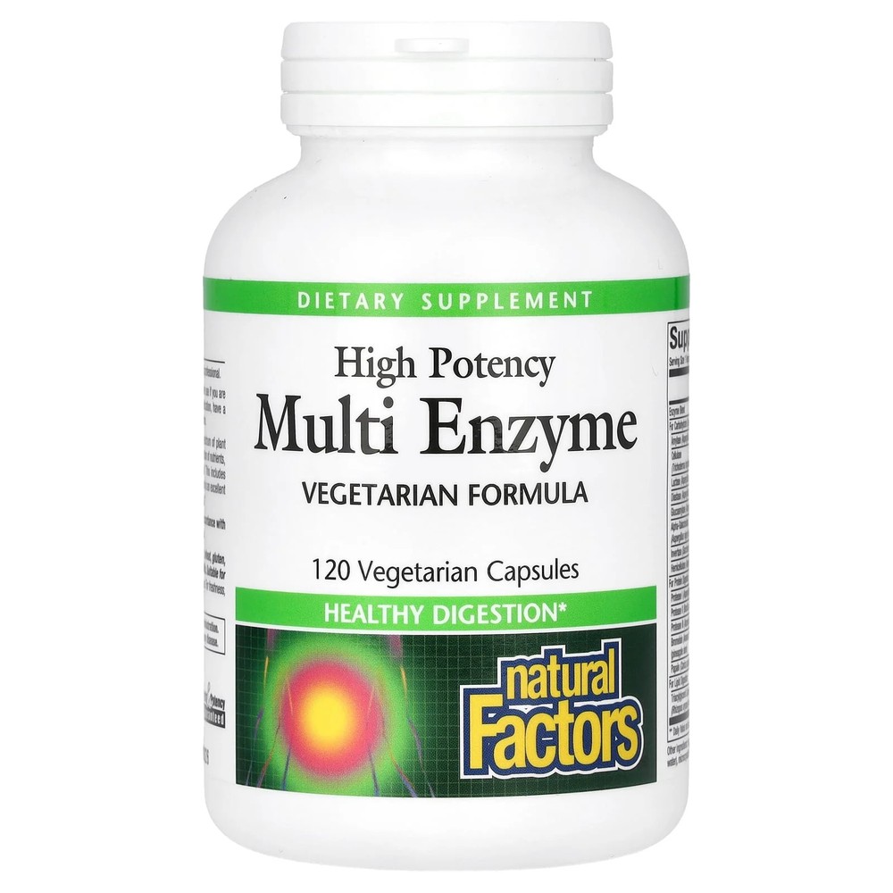 2 X Natural Factors, High Potency, Multi Enzyme, 120 Vegetarian Capsules