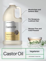 Castor Oil 64 oz Cold Pressed | 100% Pure Hexane Free | Vegetarian | by Horbaach