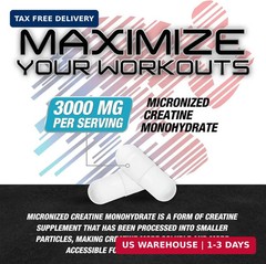 Creatine Monohydrate 3000mg Per Serving – 3X Strength Micronized Creatine Powder