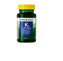 Spring Valley Vitamin K2 Supplement Soft Gel Capsules 100 Mcg 60 Count