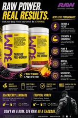 Raw X Bum Thavage Pre-Workout Blackberry Lemonade 390g Sealed Exp 6/27 Lot Of 2