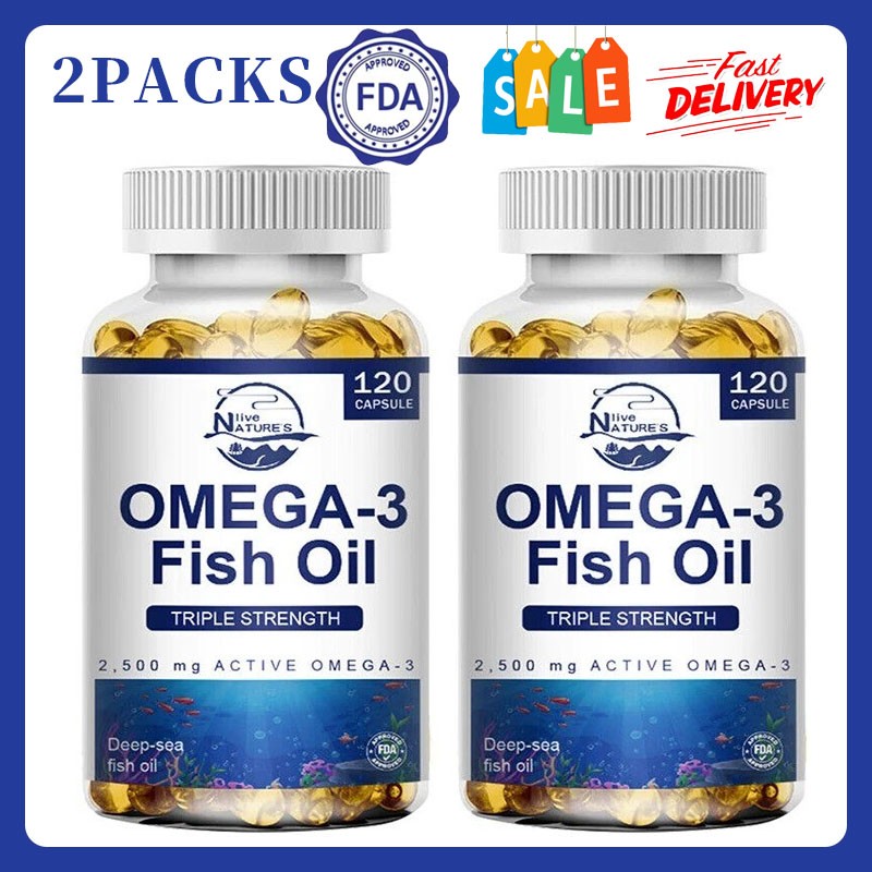 Omega 3 Fish Oil Capsules 3x Strength 3600mg EPA & DHA, Highest Potency – 2PACKS