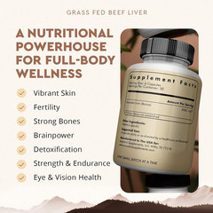 Ancestral Supplements Grass Fed Beef Liver, Energy & Wellness Support, 180ct