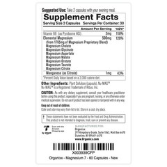 Organixx Magnesium 7 Supplement, Natural 60 Count (Pack of 3)