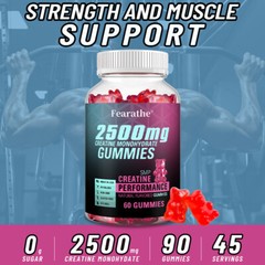 Creatine Monohydrate 2500mg- Increase Strength & Build Muscle, 60 Gummies