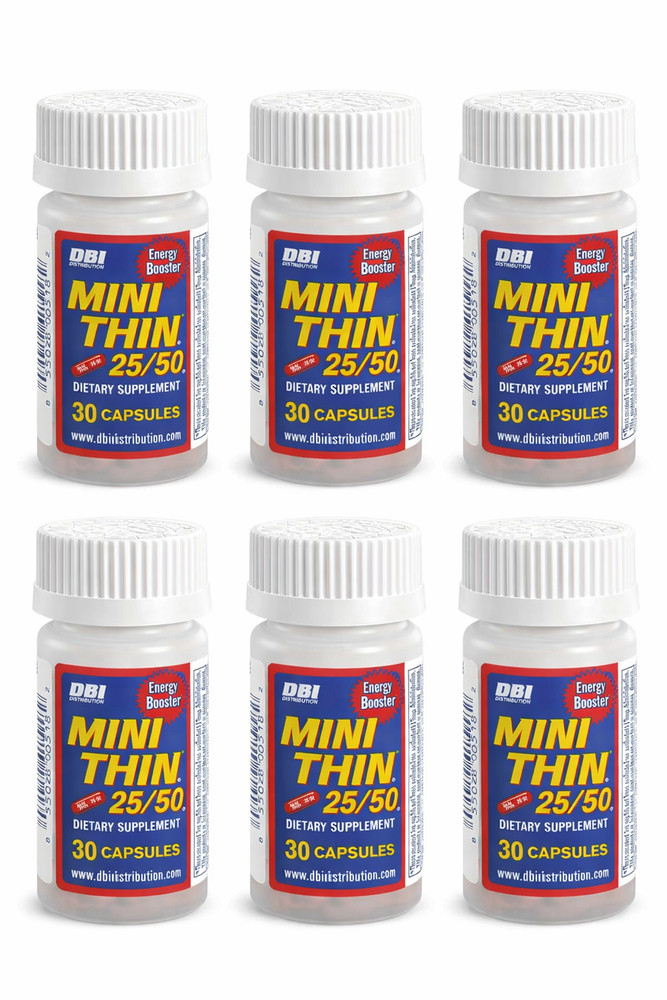 Mini Thin 25/50 Energy Booster 30 Capsules 6 Pack Fast Free Shipping