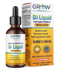 Grow Vitamin Micellized D3 Liquid, Plant Based Vitamin D3