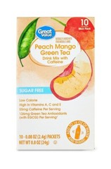 6 BOXES Great Value Peach mango Green Tea Drink Mix With Caffeine (60 packets)