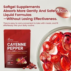 Cayenne Pepper Softgels 3000mg, 12-in-1 Heart & Circulation Support 240Ct
