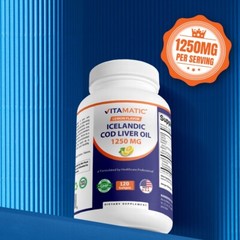 3 Pack – Vitamatic Norwegian Cod Liver Oil 1250mg 360 Softgels (Lemon Flavor)