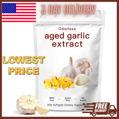 Odorless Garlic 7500mg Per Servings, 300 Softgels | 2 Years Aged Garlic Extra…