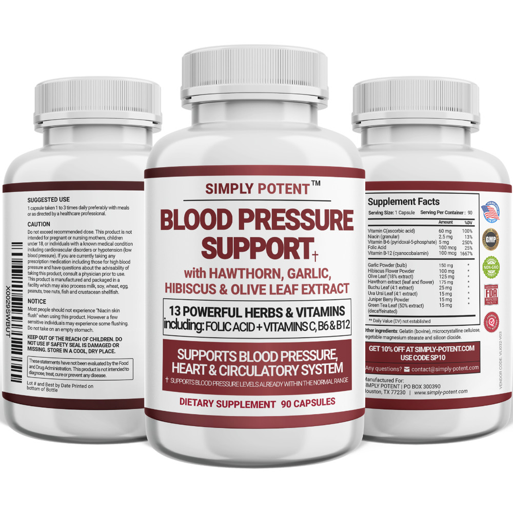 Simply Potent Blood Pressure Support Vitamins – 90 Capsules