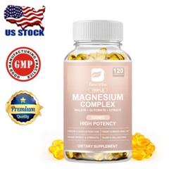 Triple Magnesium Complex Supplement – Mag Glycinate,Citrate,Malate,Stress Relief