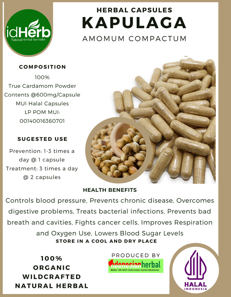 [idHerb] 100-800 Capsules Java Cardamom Kapulaga Amomum Compactum WildCrafted
