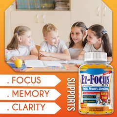 Kids Brain Focus Gummies, Brain Booster Supplement For Kids Omega 3 6 9-10/12/25