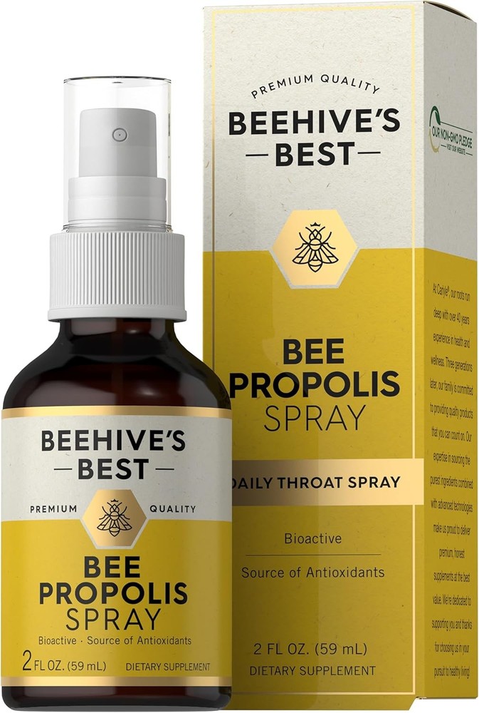 Bee Propolis Spray | 2 fl oz | Daily Throat Spray | Beehive’s Best by Carlyle