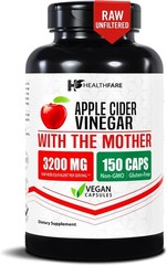 HealthFare Apple Cider Vinegar Capsules with the Mother | 3200mg Raw, Organic &