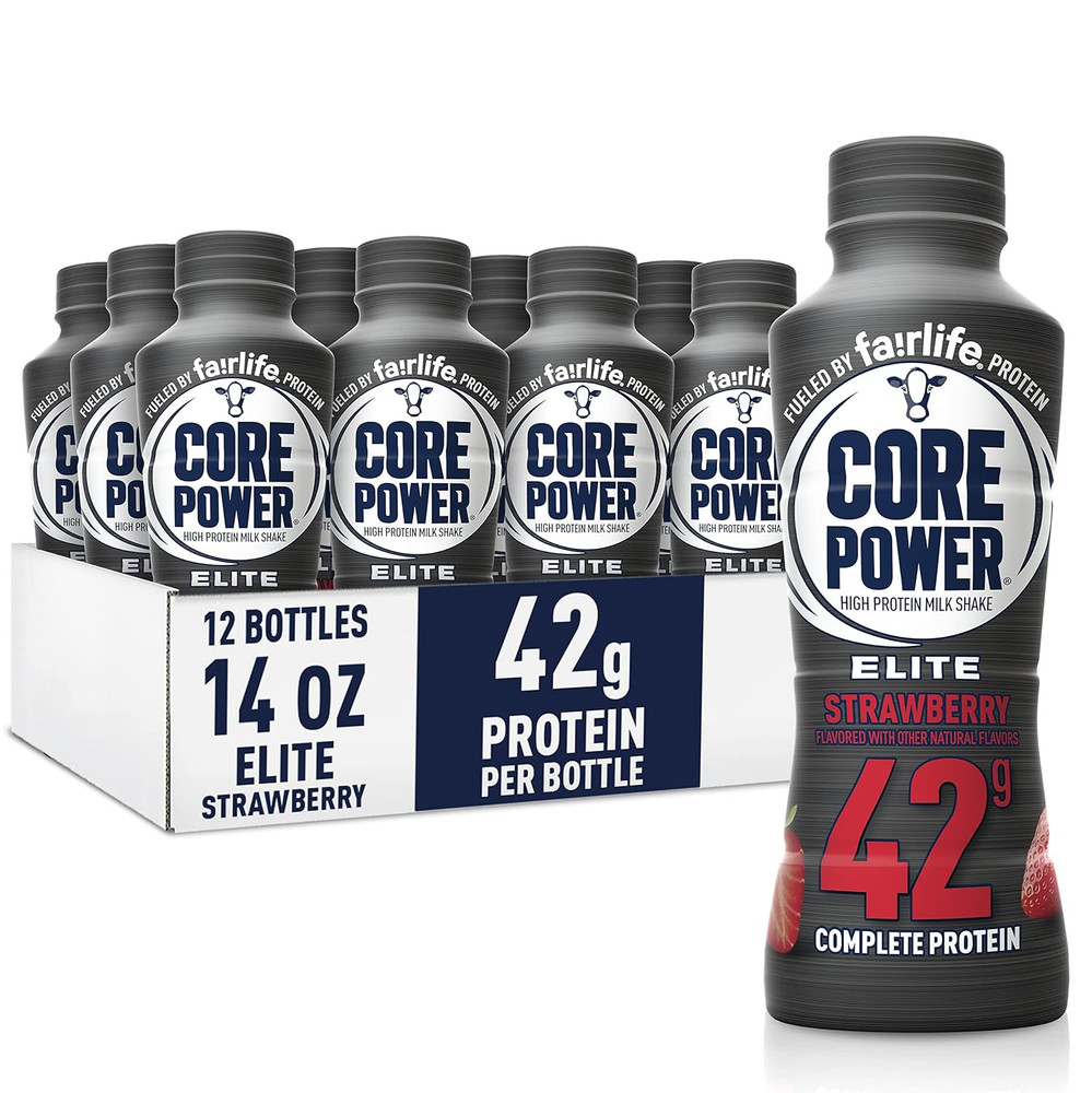 Strawberry High Protein Shake 42g Protein Ready to Drink 14oz 12 Pack
