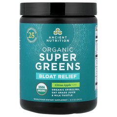2 X Ancient Nutrition, Organic Super Greens, Bloat Relief, Citrus Apple, 8.5 oz