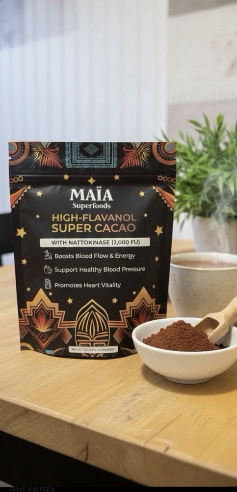 MAIA Ceremonial High Flavanol Super Cacao with NATTOKINASE 7 oz 30 Servings