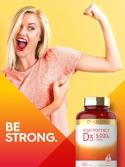 Vitamin D3 5000IU | 500 Softgels | Value Size, Non-GMO, Gluten Free | by Carlyle