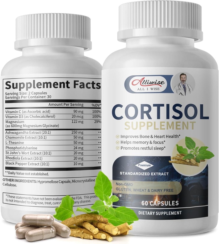 Cortisol L-Theanine Support Supplement Stress Relief & Cortisol Manager 60pc