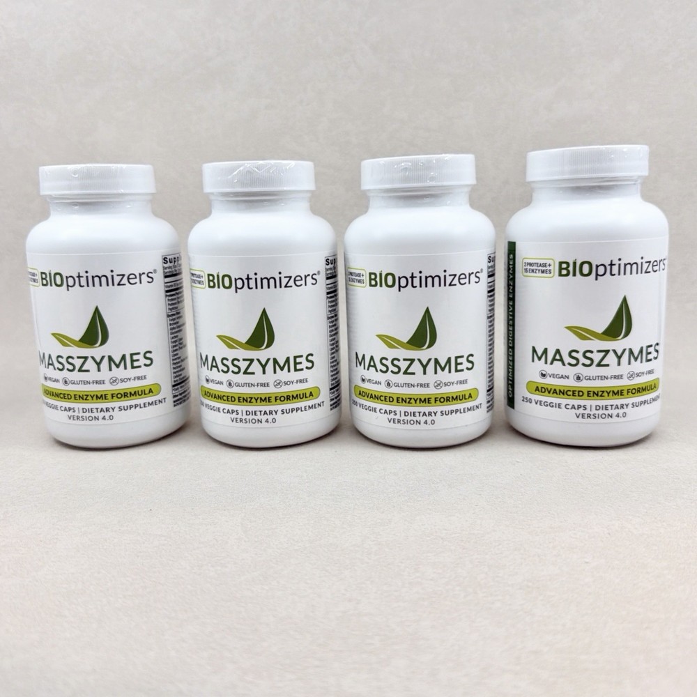 4 Pack Bioptimizers Masszymes 1k Caps Advanced Proteolytic Enzyme 4.0 SEALED