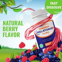 Vitamatic Melatonin 10 mg Tablets | Non-GMO, Gluten Free, 1 Year Supply – 2 Pack