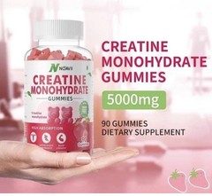 Noavii Creatine Monohydrate Gummies Strawberry Sugar Free 90 Ct Exp 05/27