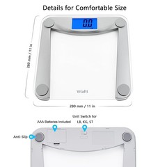 Digital Bathroom Scale Tempered Glass 400lb/182kg Backlit LCD Easy Use