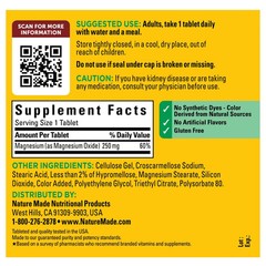 Nature Made Magnesium Oxide 250 mg Tablets, Dietary Supplement, 300 Count