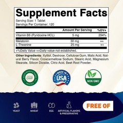 (3 Pack) Vitamatic Melatonin 30mg – with B6 & L-Theanine – 120 Tablets