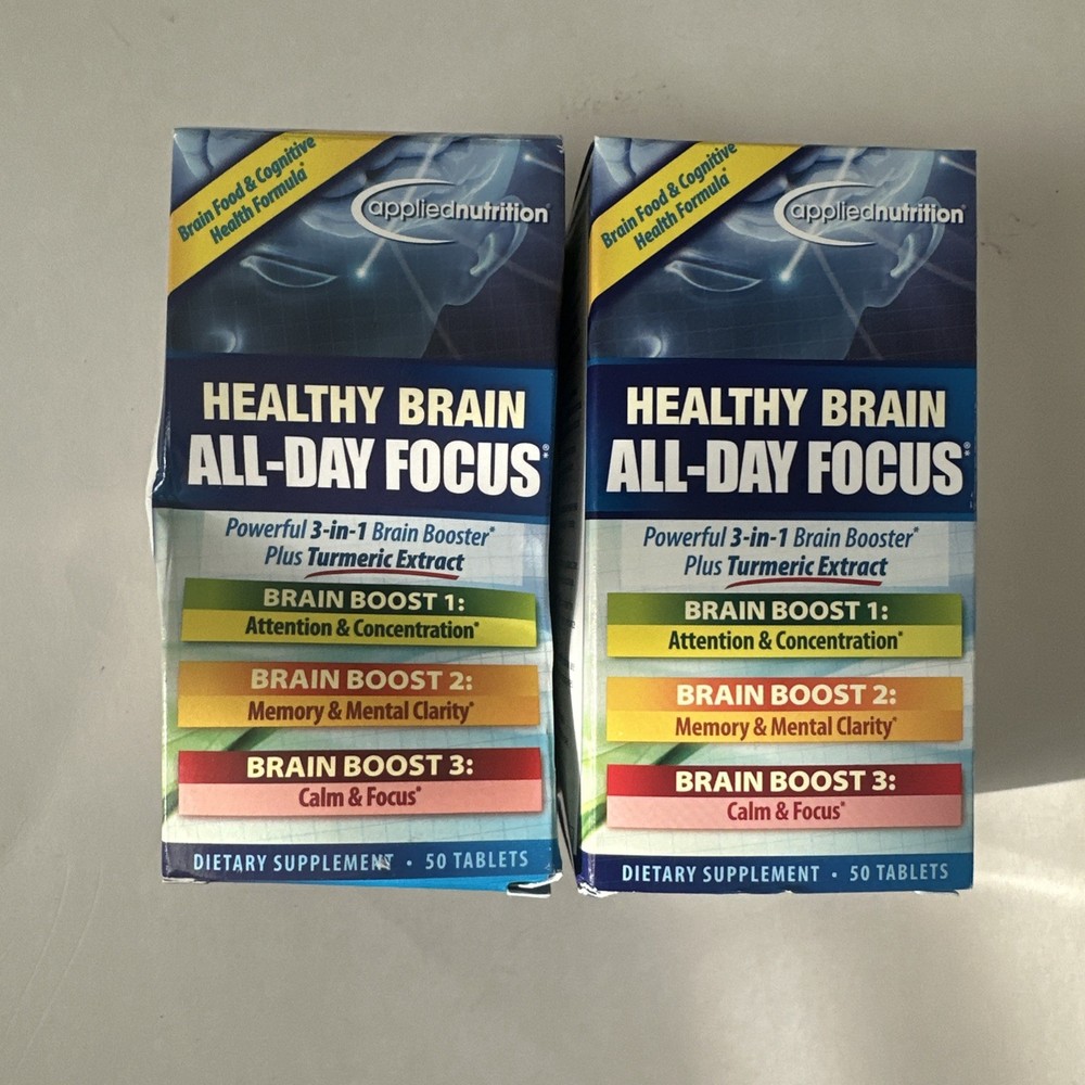 2 Pack – Applied Nutrition Healthy Brain All-Day Focus 50 Tablets/Box Exp 06/26+