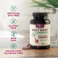 Beet Root Capsules 1300Mg – Extra Strength Red Beetroot Powder Supplement – Supp