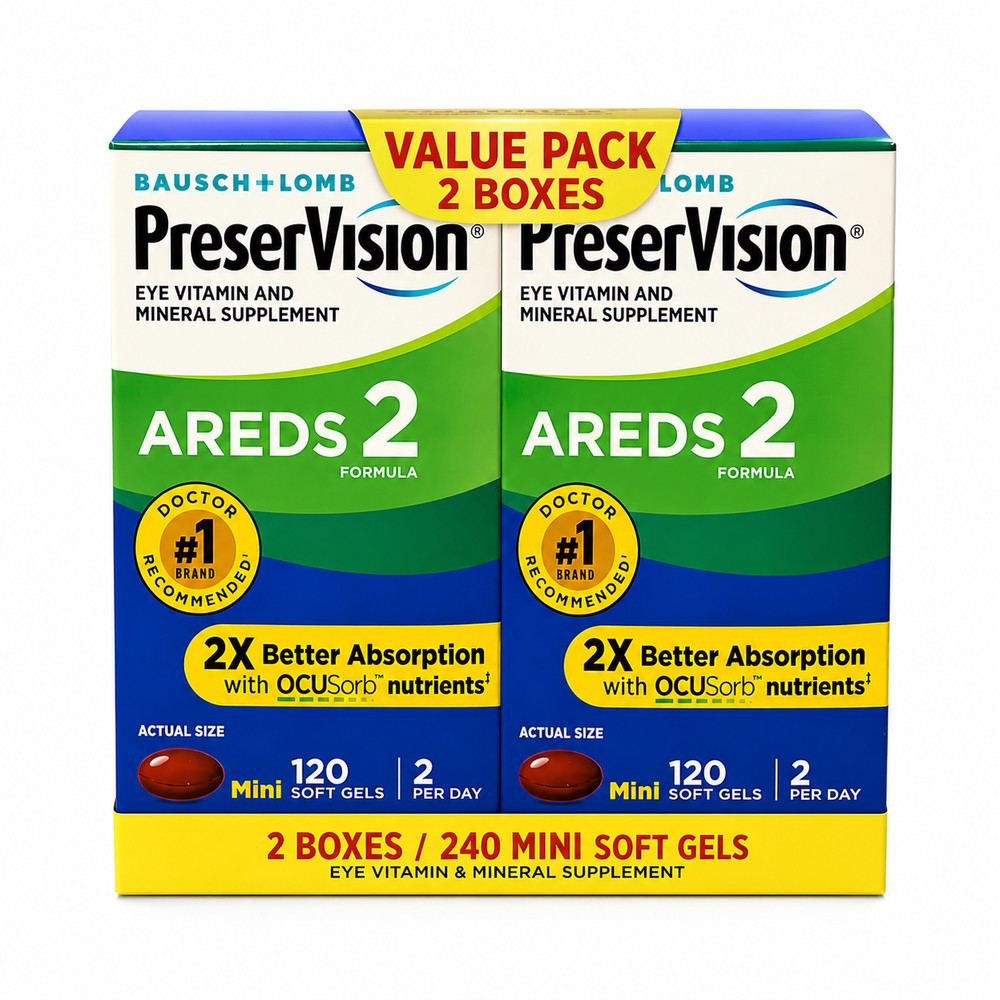 2-Bausch + Lomb PreserVision Areds Soft Gels 240 Softgels NEW SEALED