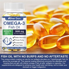 Omega 3 Fish Oil Capsules 3x Strength 3600mg EPA & DHA, Highest Potency
