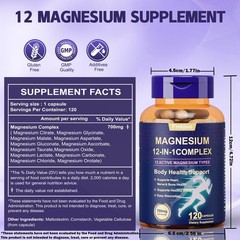Magnesium Complex Supplement, 700 mg, 12 in 1 High Absorption Chelated Magnesium