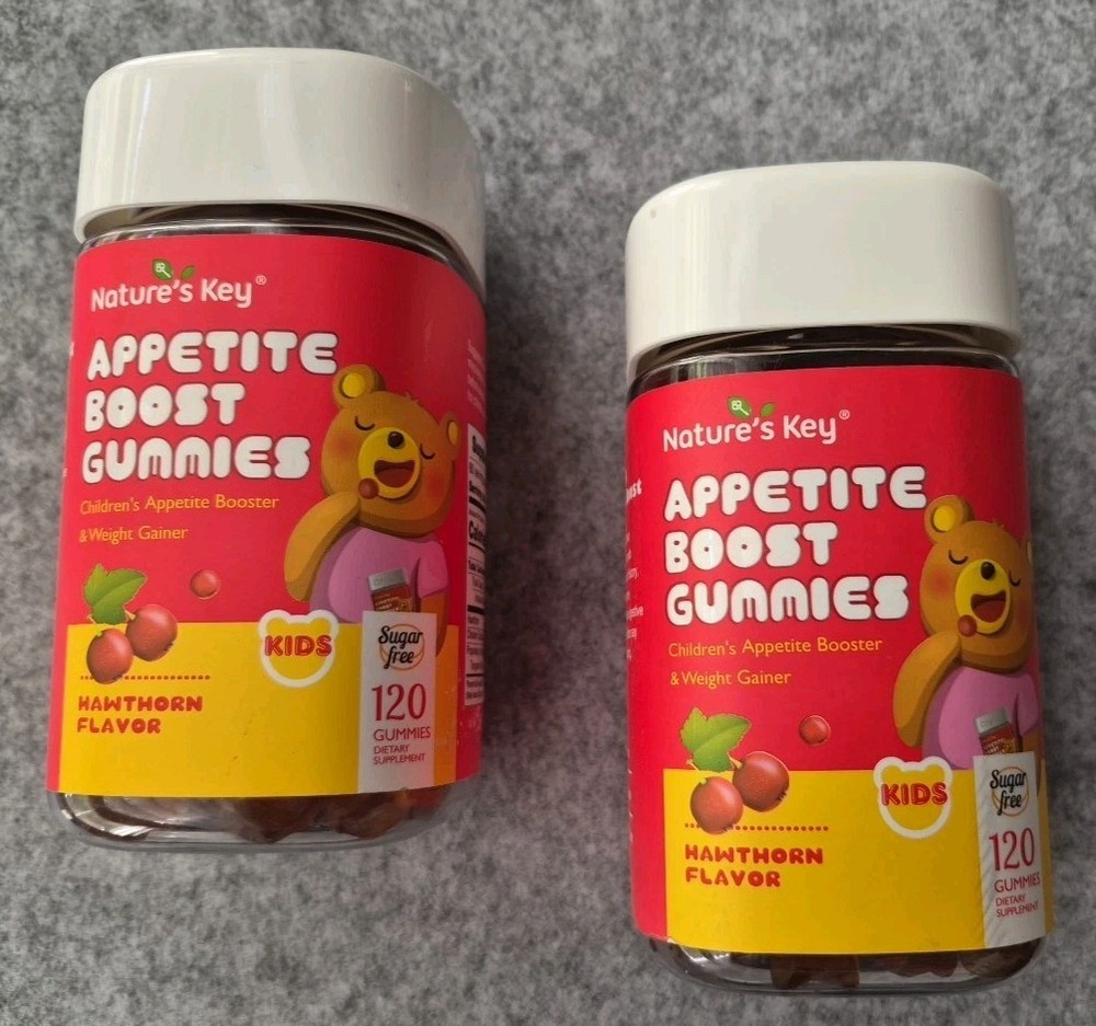 2 Nature’s Key Appetite Boost Gummies for Kids 120 Ct. Each, Hawthorn Flavor